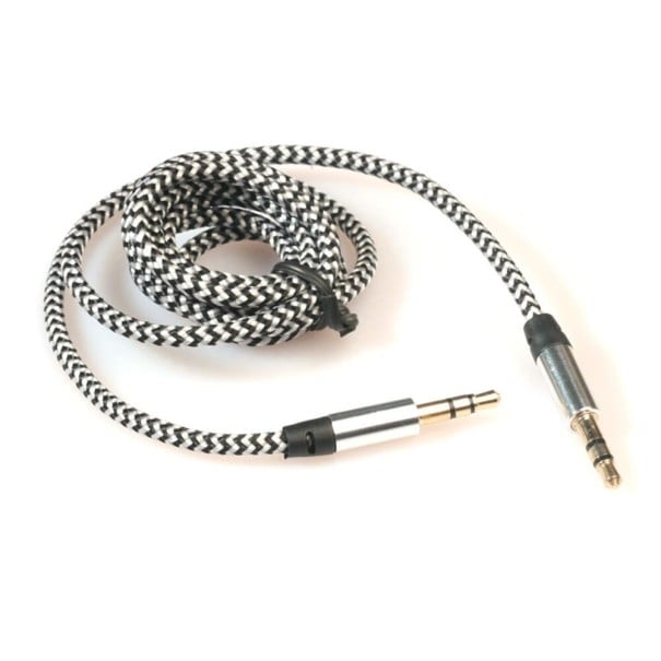 Audio Kabel AUX 3,5 mm Klinke Stecker auf Stecker 1 m mit geflochtenem Mantel Gerade Stecker Für die Verbindung von Telefon mit Lautsprecher weiß