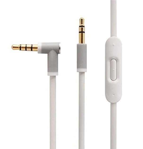 Audio-Kabel mit Mikrofon und Steuerung für Beats Kopfhörer Zwei 3,5 mm Klinkenstecker Lautstärkeregelung und Musikwiedergabe Länge 1,4 m weiß