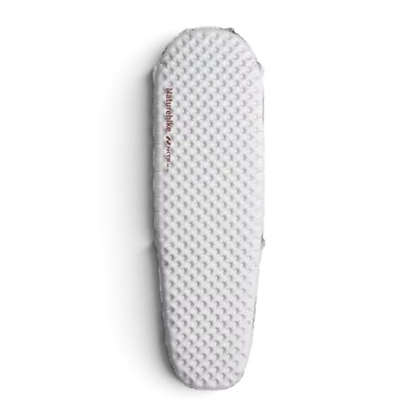 Aufblasbare Isomatte mumienförmig 183 x 58 x 8 cm R-Wert 5,8 Bis -20 °C Wasserdichter Oberflächenstoff Zusammengefaltet 10 x 18 cm Mit Aufblasbeutel weiß