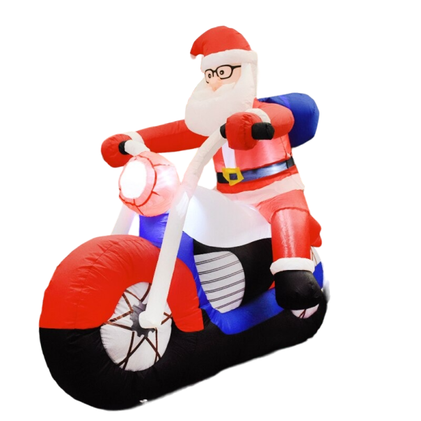 Aufblasbarer Weihnachtsmann auf einem Motorrad 1