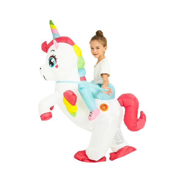 Aufblasbares Einhornkostüm für kleine Kinder Kleinere Figurenschnitt Ventilator und Halterung für 4 AA-Batterien Für Kostümpartys, Feiern und Fotoshootings