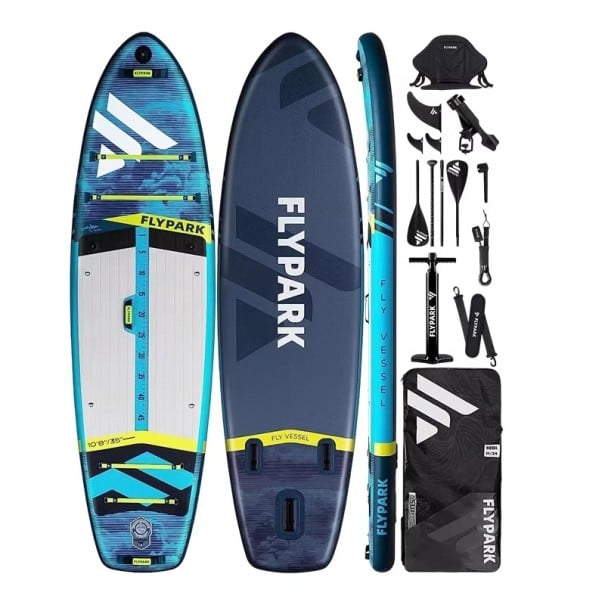 Aufblasbares Paddleboard Surfbrett mit Paddel, Sitz und Zubehör 325 x 89 x 15 cm Tragfähigkeit 150 kg blau für Wassersport