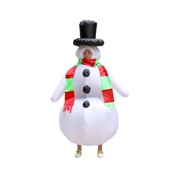 Aufblasbares Schneemannkostüm mit Zylinder und Schal Universelle Größe 150–190 cm Set mit Ventilator und Batteriefach Für Winterpartys und Bälle