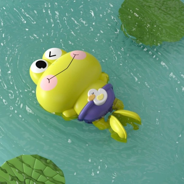 Aufzieh-Frosch fürs Wasser 12,5 x 8 x 4,5 cm Wasserspielzeug aus Kunststoff für Badewanne und Pool Keine Batterien Farbenfrohes Design grün