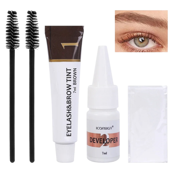 Augenbrauen- und Wimpern-Tönungsset, Augenbrauen-Pflegeset, langlebiges Wimpern- und Augenbrauen-Tönungsset, wasserfest, professionelles Augenbrauen-Set, Augenbrauen-Pflegeset braun