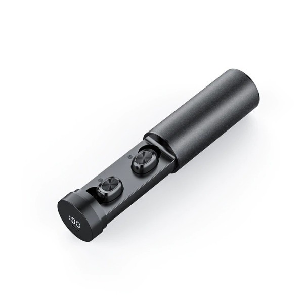 Auricolari wireless in-ear con microfono Bluetooth 5.0 Custodia di ricarica cilindrica con display Controllo del volume e delle chiamate Portata 10 m 1