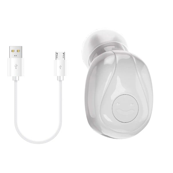 Auricular inalámbrico para llamadas y música Bluetooth 5.0 Control de volumen Alcance 10 m Duración 4 horas Batería 55 mAh Con cable USB blanco