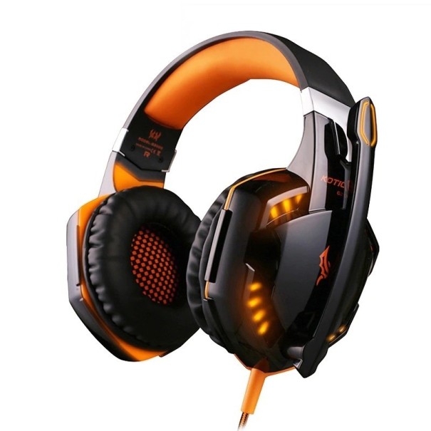 Auriculares de gaming com microfone laranja