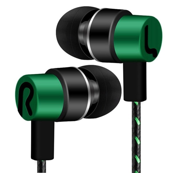 Auriculares de graves intra-auriculares com cabo trançado de 1,2 m e conector jack de 3,5 mm Impedância 32 Ω Sensibilidade 115 dB Designação verde