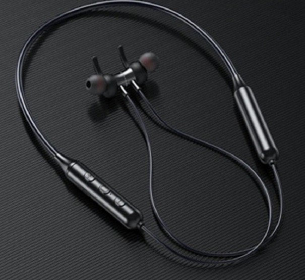 Auriculares sem fios intra-auriculares com cabo atrás do pescoço Bluetooth 5.0 Controlo de volume e faixas Bateria 100 mAh Faixa preto