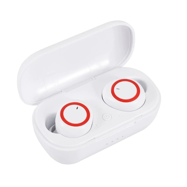 Auriculares sem fios intra-auriculares com caixa de carregamento de 2500 mAh para música e chamadas telefónicas Bluetooth 5.0 Microfone branco