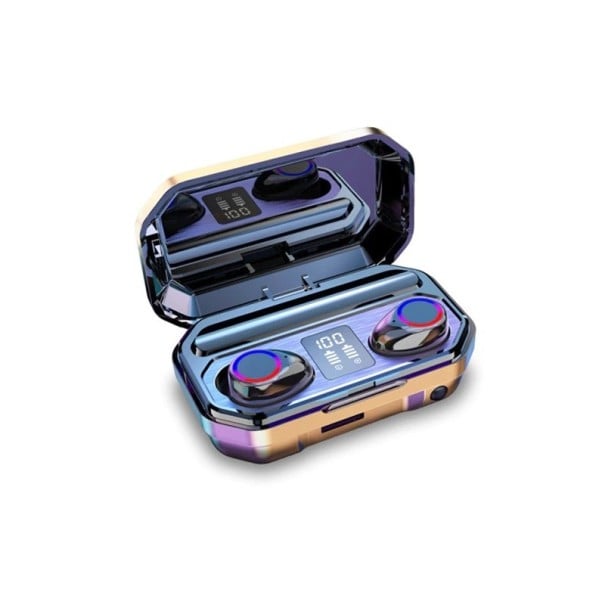 Auriculares sem fios intra-auriculares com caixa de carregamento, lanterna e visor digital Bluetooth 5.0 Alcance 10 m Controlo de música Anéis 1