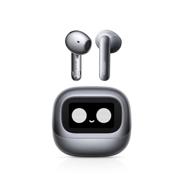 Auriculares Sem Fios UGREEN com Ecrã Táctil Colorido, Cancelamento Activo de Ruído, Confortáveis para os Ouvidos, Alta Qualidade de Som cinzento