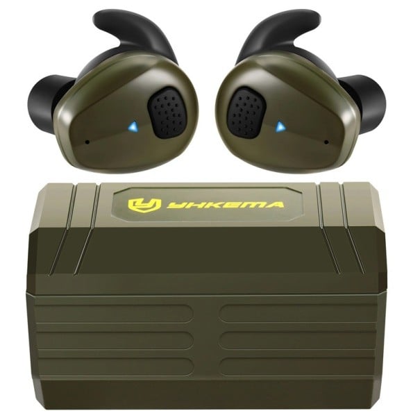 Auriculares sem fios YHKEMA EB10 Bluetooth com proteção auditiva eletrónica e isolamento acústico NRR22, autonomia de 8-13 horas verde exército