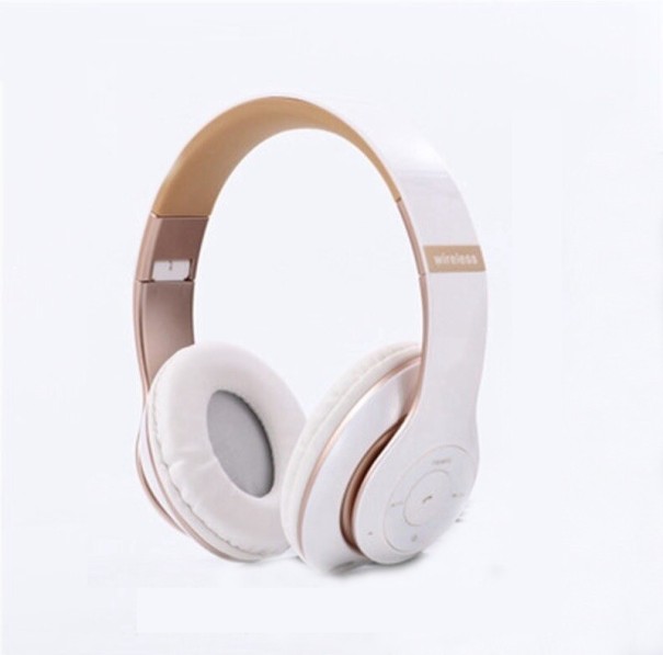Auscultadores Bluetooth over-ear com microfone e slot para cartão Micro SD Autonomia de 14 horas Bluetooth 5.0 com alcance de 20 m Controlo branco