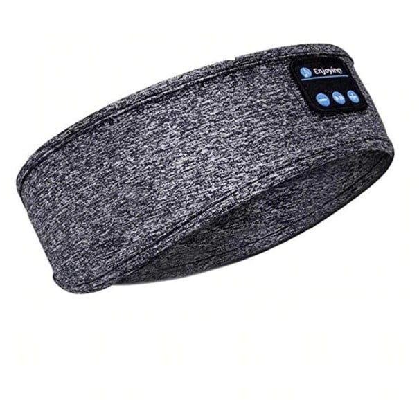 Auscultadores para dormir em faixa de tecido Bluetooth 5.0 Uso sobre os ouvidos ou sobre os olhos Duração 7 horas Alcance 10 m Controlo cinzento