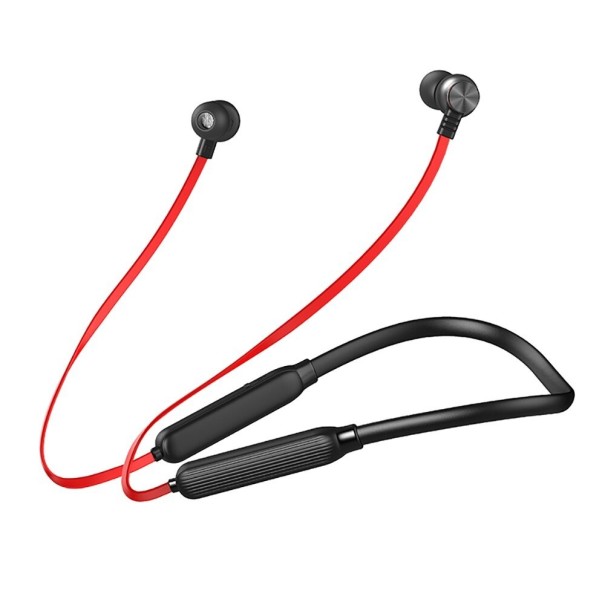 Auscultadores sem fios intra-auriculares com arco em volta do pescoço Bluetooth 4.2 Controlo de volume e música Bateria de 165 mAh Faixa vermelho