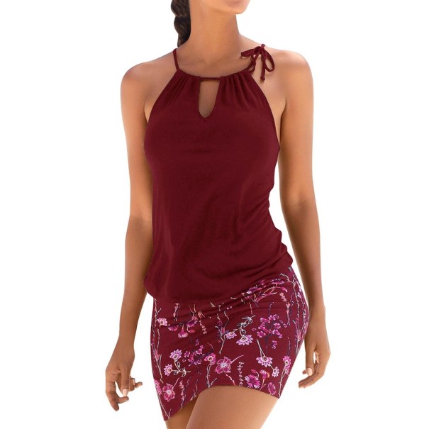 Ausgefallenes Strandkleid für Damen weinrot L