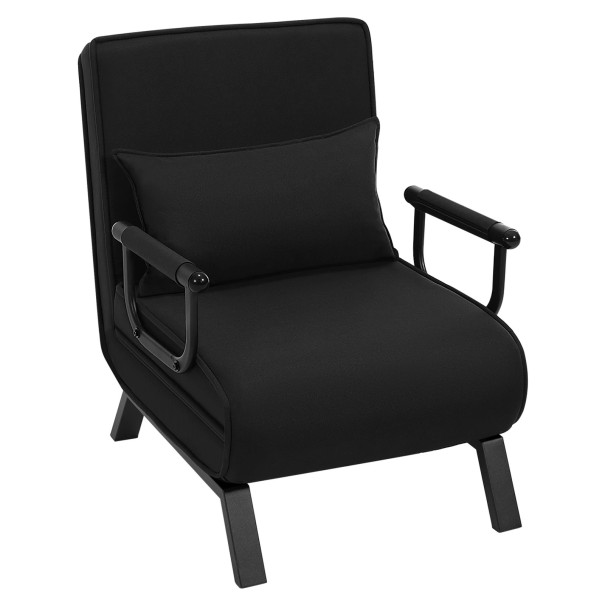 Ausziehbarer Sessel 65 x 78 x 75 cm drei Liegepositionen verstellbarer Sessel Liege mit Rückenlehne für das Wohnzimmer und Schlafzimmer schwarz