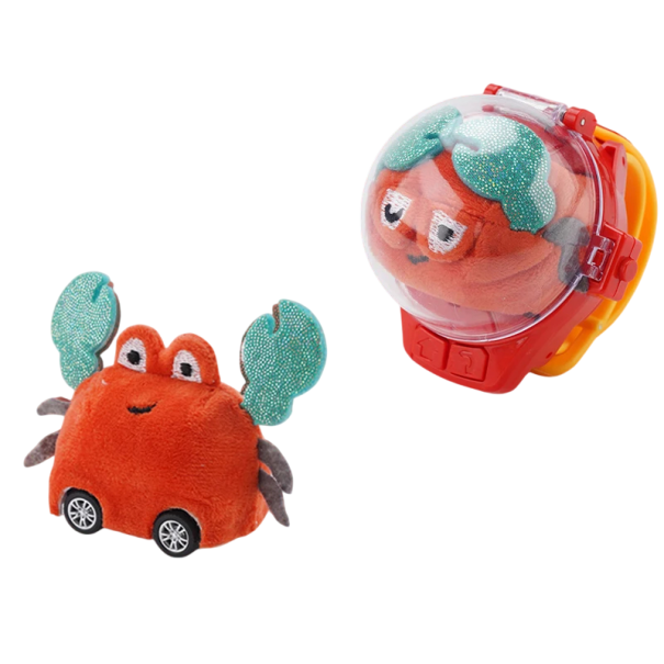 Auto RC con telecomando da polso 2,4 GHz giocattolo per bambini con luci LED mini auto da corsa con granchio rosso auto in plastica ricaricabile per bambini da 3 a 12 anni 1