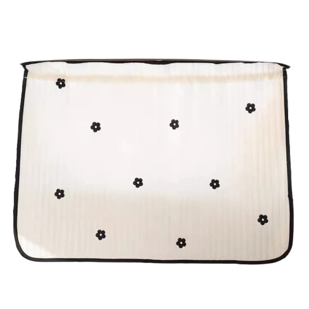 Auto-Sonnenschutz mit Saugnäpfen 69 x 49 cm UV-Schutz für Kinder Weiß mit schwarzem Blumenmuster Sonnenschutz für das Auto 1