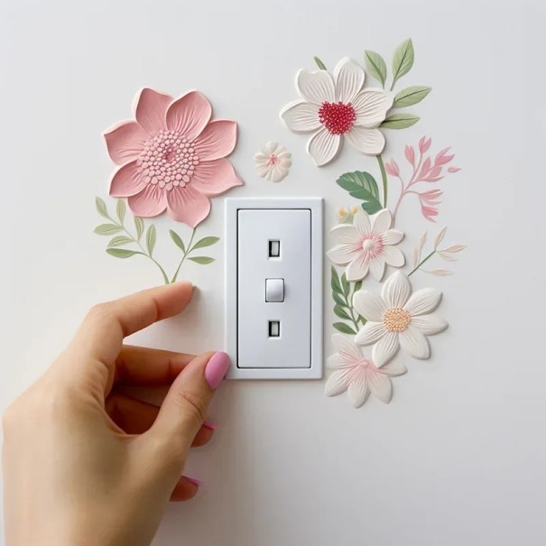 Autocolant decorativ flori 20 x 15 cm Aplicare ușoară Autocolant decorativ pentru pereți, mobilier și suprafețe netede Decorațiune florală delicată 1