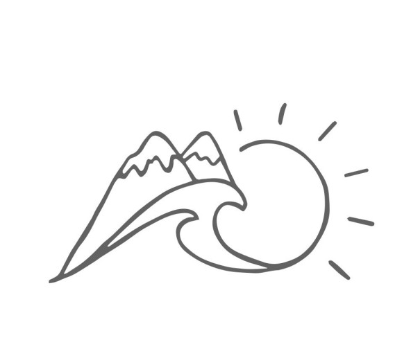 Autocolant pentru munte și soare gri S