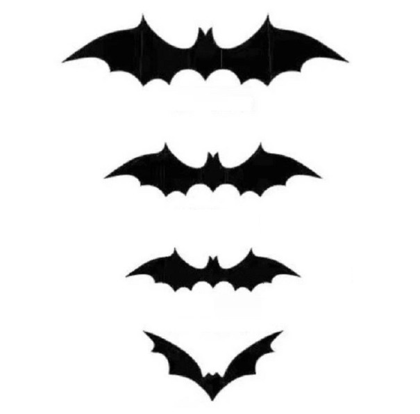 Autocolante de parede morcego preto decoração de Halloween autocolante 3D preto de parede em vários tamanhos 120 pcs 1