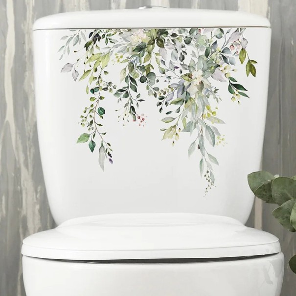 Autocolante decorativo para o depósito da sanita 28 x 25 cm Motivo de folhas naturais autocolante para a sanita Decoração de casa de banho Aplicação 1