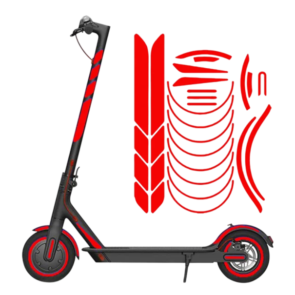 Autocolante reflexive pentru trotineta electrică Xiaomi M365 PRO și Ninebot Max G30 G30D Set de siguranță cu elemente autocolante roșu