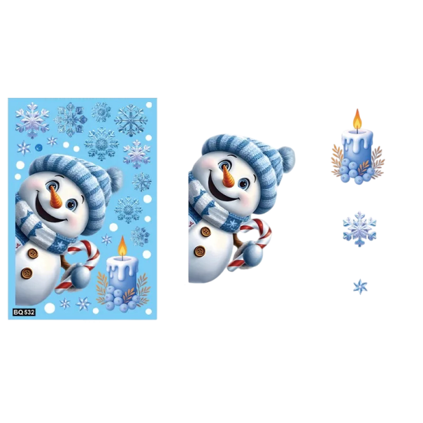 Autocolantes de Natal para Janela 20 x 30 cm Autocolantes Azuis com Motivos Natalícios Flocos de Neve Decoração para Vidro Reutilizáveis Ornamentos 1