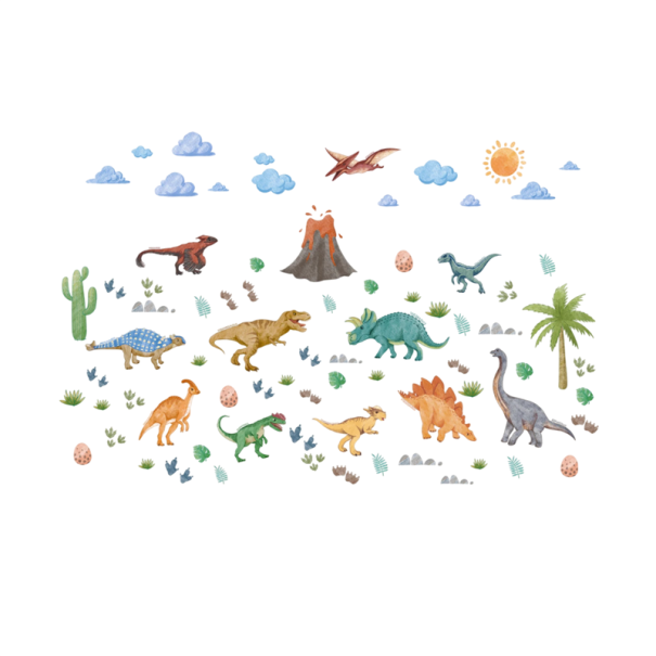Autocolantes de parede com dinossauros 127 x 76 cm PVC decoração de parede infantil para quarto de menino efeito 3D fácil aplicação 1