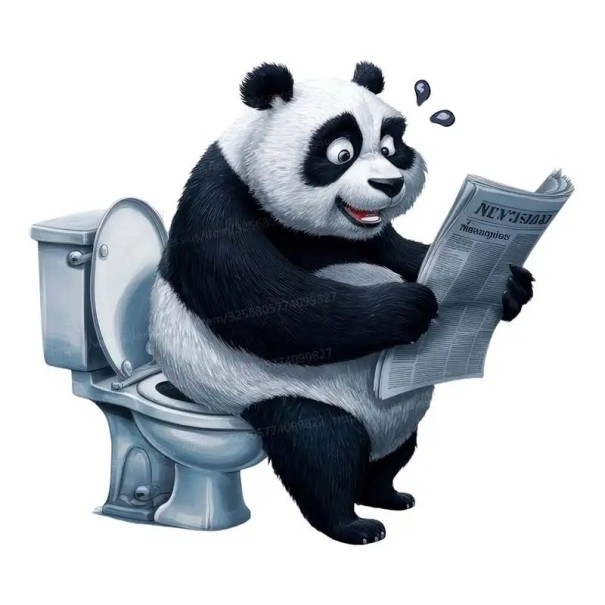 Autocollant amusant pour toilettes avec motif panda 20 cm décoration en PVC imperméable pour WC aspect original et application facile 1
