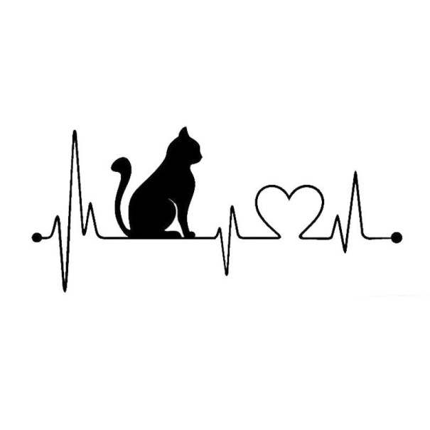 Autocollant chat B503 noir