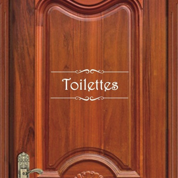 Autocollant de porte Toilettes blanc