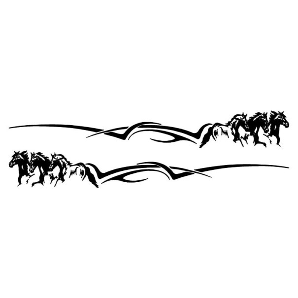 Autocollant de voiture troupeau de chevaux 2 pcs noir