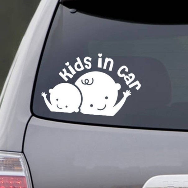 Autocollant Kids in car blanc
