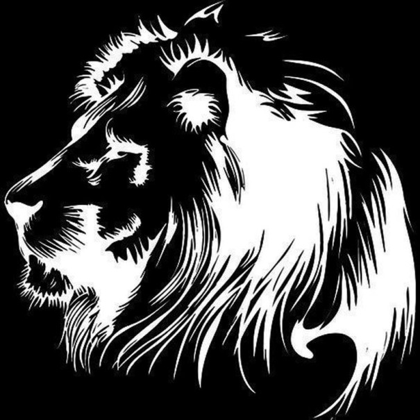Autocollant lion A1515 blanc