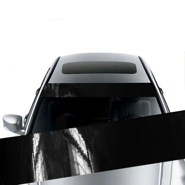 Autocollant pour pare-brise 20×150 cm Vinyle 3D noir brillant Film de protection solaire PVC Autocollant décoratif pour voiture Pour pare-brise avant 1