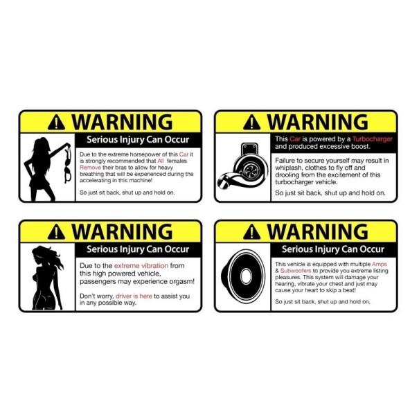 Autocollants humoristiques avertissement 4 pcs 1
