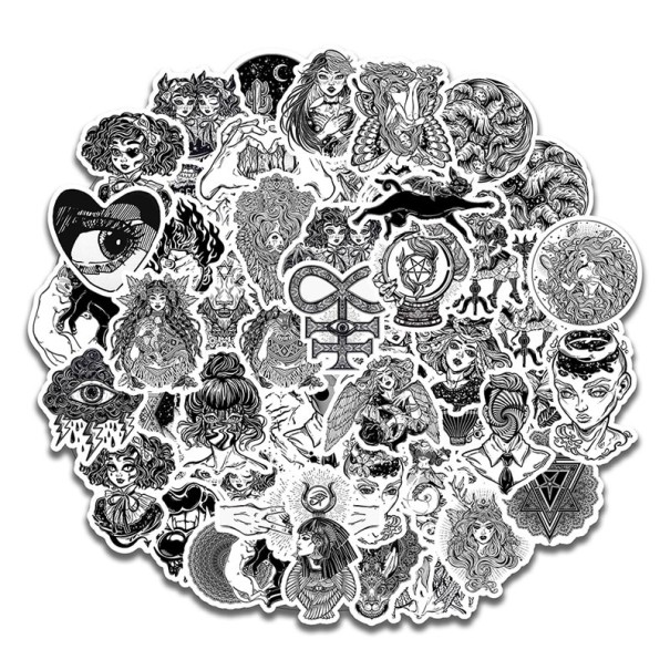 Autocollants noir et blanc 50 pcs E181 1