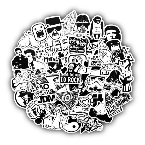 Autocollants noir et blanc 50 pcs 1