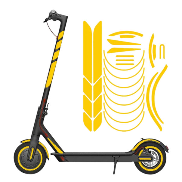Autocollants réfléchissants pour trottinette électrique Xiaomi M365 PRO et Ninebot Max G30 G30D Kit de sécurité d'éléments autocollants jaune