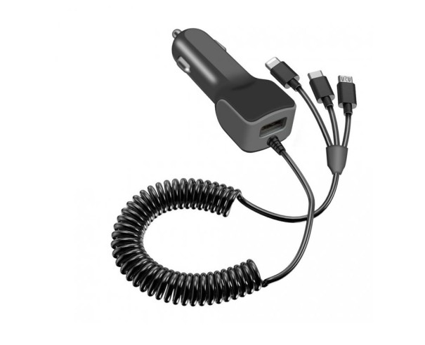 Autoladegerät mit flexiblem Kabel 3 in 1 schwarz