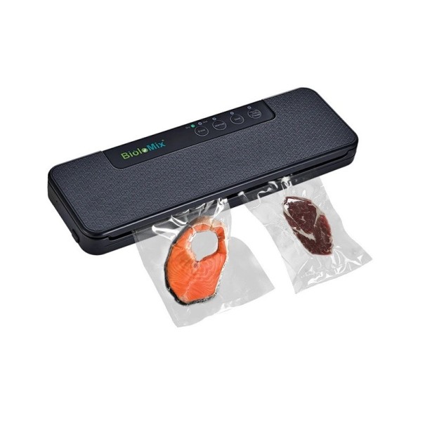 Automaattinen tyhjiöpakkaaja elintarvikkeiden pakkaamiseen 37 x 12 x 3,5 cm Tyhjiöpakkaaja muovipusseille EU-pistokkeella 220-240 V Tyhjiöpakkaaja kuivien ja märkien elintarvikkeiden pakkaamiseen Tyhjiöpakkaaja 10 pussilla elintarvikkeiden tyhjiöpakkaamiseen 60 kPa 100 W musta