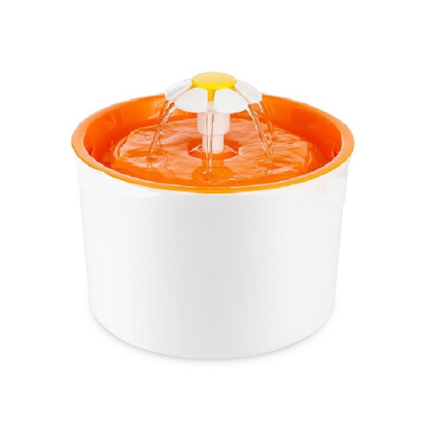 Automatická mačacie fontána s kvetinou oranžová