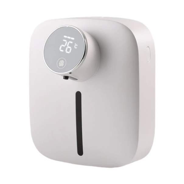 Automatický nástenný penový dávkovač mydla 320 ml LED displej Bezdotykový senzor Dobíjanie cez USB TYP-C Nástenná montáž bez vŕtania biela