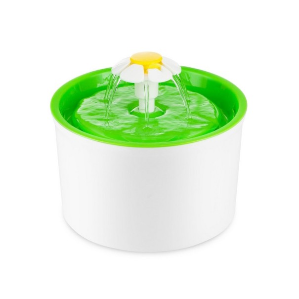 Automatische kattenfontein met bloem groen
