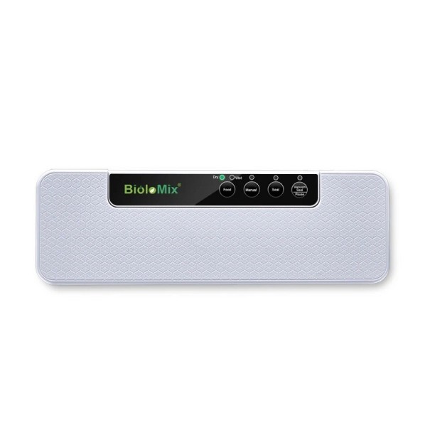 Automatischer Lebensmittelverpackungsstaubsauger 37 x 12 x 3,5 cm Vakuumiergerät zum Verschließen von Plastiktüten mit EU-Stecker 220-240 V Vakuumiergerät für Folien zum Verpacken von trockenen und nassen Lebensmitteln Vakuummaschine mit 10 Beuteln zum Vakuumieren von Lebensmitteln 60 kPa 100 W weiß