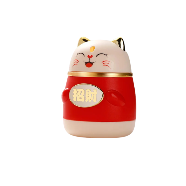 Automatischer Zahnstocher-Spender chinesische Katze mit Aufschrift 100,9 mm × 73,9 mm Kunststoff weiß rot Tischspender rot